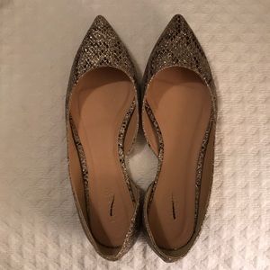 J. Crew metallic snake print flats, size 8